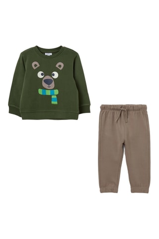 T-shirt en Broek - Donkergroen en Beige