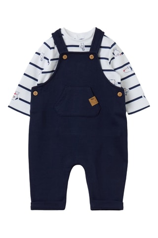 Biologisch Katoenen T-shirt en Tuinbroek - Marineblauw en Wit