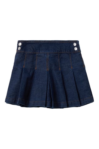 Geplooide rok van denim - Marineblauw