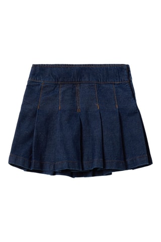 Geplooide rok van denim - Marineblauw