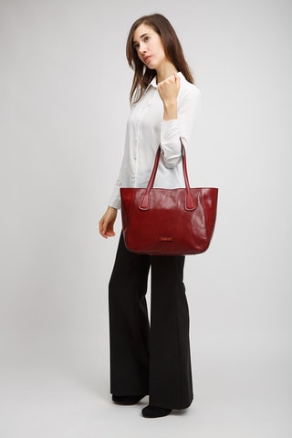 Leren Trendy Handtas Maddalena - Bordeauxrood