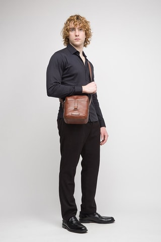 Bandolera de piel Cesare - Marrón 