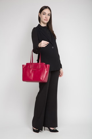 Bolso shopper de piel Elettra - Fucsia 