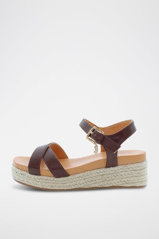 Sandalen met Sleehak Astrid - Bruin en Beige