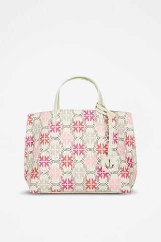 Borsa a mano in pelle - Rosa e beige