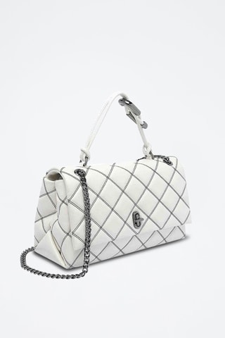 Borsa a mano in jeans The Bi-Color Quilted - Bianco  