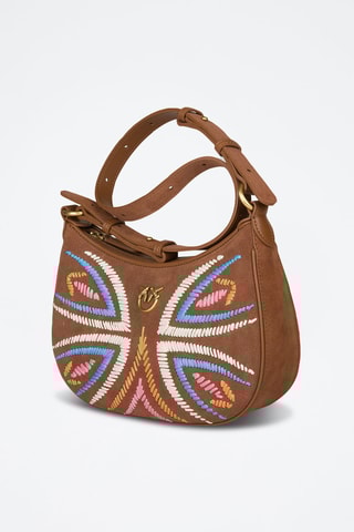 Borsa a spalla in pelle di montone Half Moon Mini - Marrone