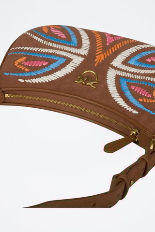 Borsa a spalla in pelle di montone Half Moon Mini - Marrone