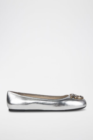 Geitenleren Ballerina's - Zilverkleurig