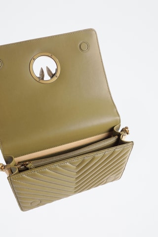 Borsa a tracolla in pelle di montone Love Click - Verde oliva