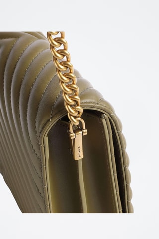 Borsa a tracolla in pelle di montone Love Click - Verde oliva