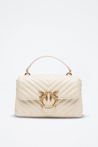Borsa a mano in pelle nappa di montone Love Mini Puff - Bianco