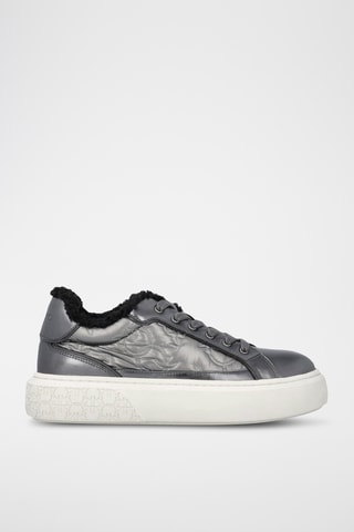Sneakers platform imbottite in pelle nappa Yoko 21 - Grigio scuro