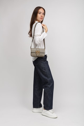 Borsa a tracolla in pelle di vitello Love One - Taupe