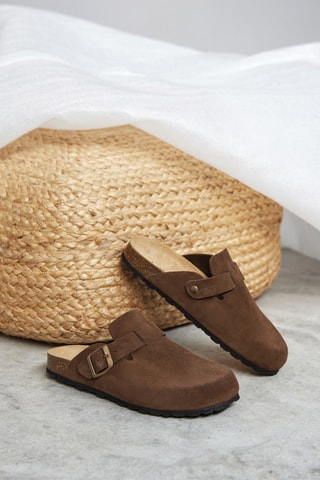 Sabot in pelle scamosciata Rosso - Marrone