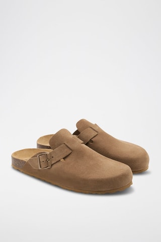 Sabot in pelle scamosciata Rosso - Beige