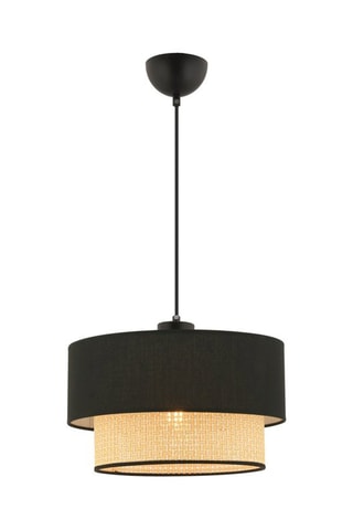 Hanglamp Echo Hazeran - Zwart en Rietimitatie - 60 W