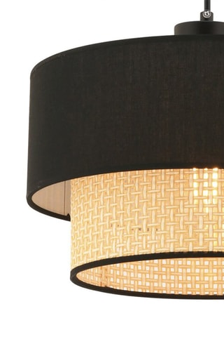 Hanglamp Echo Hazeran - Zwart en Rietimitatie - 60 W