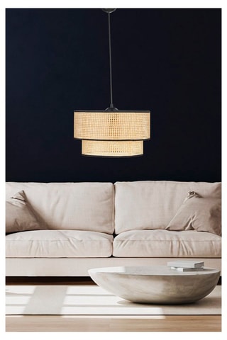 Rotan Hanglamp - Naturel en Zwart - 40 W