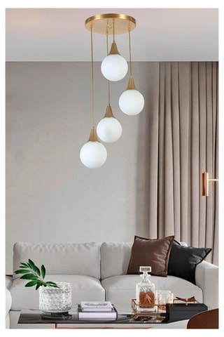 Hanglamp Afra - Goudkleurig - 4 x 40 W