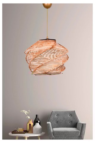 Houten en Bamboe Hanglamp Ruche - Naturel en Goudkleurig