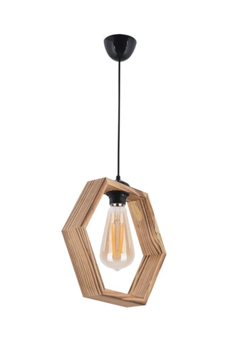 Houten Hanglamp - Naturel en Zwart - 45 - 60 W