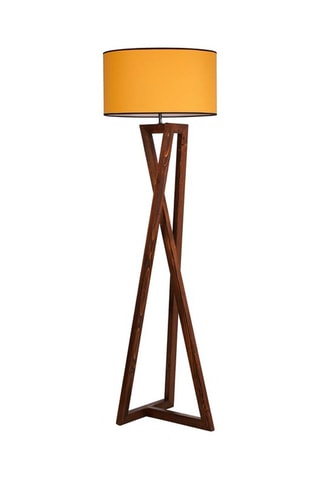 Grenenhout Staanlamp Macka - Naturel en mosterdgeel