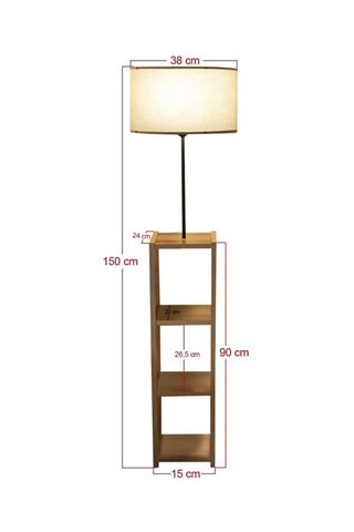 Staanlamp met Houten Element AYD-3150 - Naturel en Wit - 60 W - 150 cm