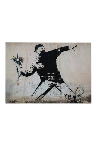 Wanddecoratie "Le Lanceur de fleurs" Banksy - 70 x 100 cm