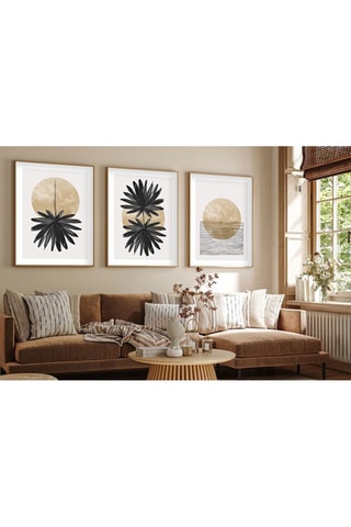 3-delige Wanddecoratie Huhu210 - Zwart en Goudkleurig - 70 x 50 cm