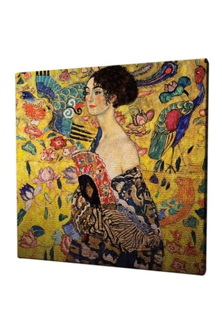Wanddecoratie “Dame met Waaier” - Gustav Klimt - 45 x 45 cm - Reproductie