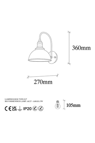Wandlamp - Koperkleurig - 15 W