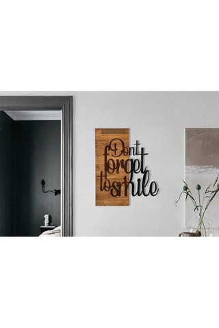 Wanddecoratie Dont Forget To Smile - Zwart en Naturel