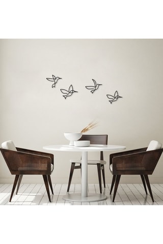 4 Wanddecoraties Birds - Zwart - 18 x 21 cm / 20 x 24 cm / 20 x 23 cm / 18 x 22 cm