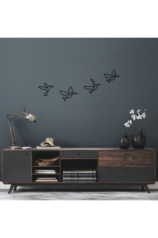 4 Wanddecoraties Birds - Zwart - 18 x 21 cm / 20 x 24 cm / 20 x 23 cm / 18 x 22 cm