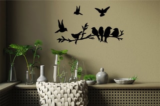 Wanddecoratie Bird Community - Zwart - 13 x 13 / 9 x 9 cm