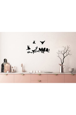 Wanddecoratie Bird Community - Zwart - 13 x 13 / 9 x 9 cm