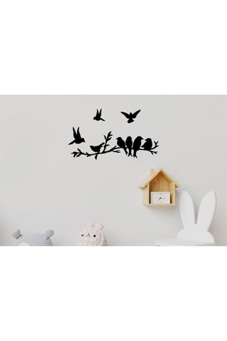 Wanddecoratie Bird Community - Zwart - 13 x 13 / 9 x 9 cm