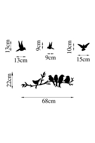 Wanddecoratie Bird Community - Zwart - 13 x 13 / 9 x 9 cm