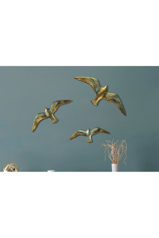 3 decorazioni da parete - 30 x 11 x 2/24 x 9 x 2/19 x 7 x 2 cm - Dorato 