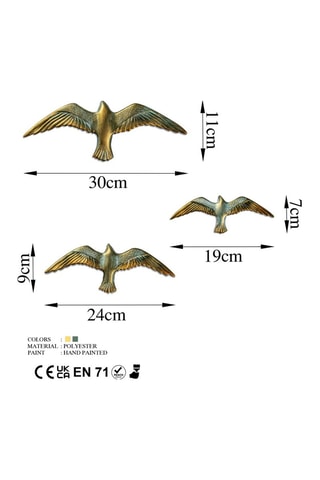 3 decorazioni da parete - 30 x 11 x 2/24 x 9 x 2/19 x 7 x 2 cm - Dorato 