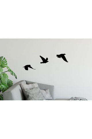 3 Wanddecoraties Vogels - 13 x 15/ 50 x 50 / 14 x 20 cm- Zwart