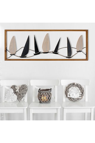 Wanddecoratie Guzelce - 90 x 34 cm - Beige en Zwart