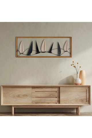 Wanddecoratie Guzelce - 90 x 34 cm - Beige en Zwart