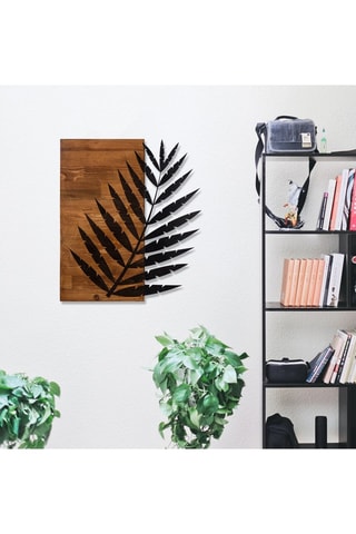 Wanddecoratie Leaf - Zwart en Naturel - 50 x 58 cm