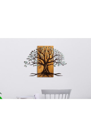 Houten Wanddecoratie Willow - 80 x 58 cm - Naturel en Zwart