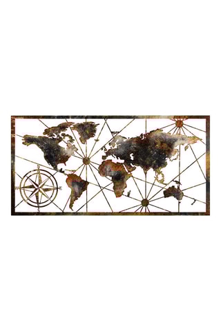 Wanddecoratie World Map Large - 120 x 60 cm - Bruin