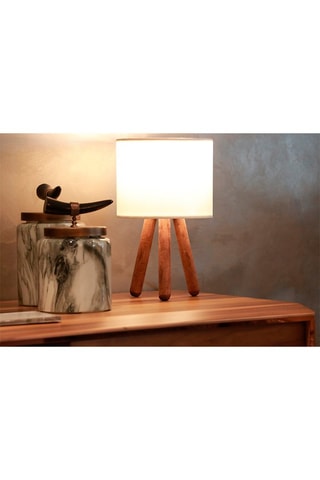 Houten Ledtafellamp Ayd - Bruin en Ecru