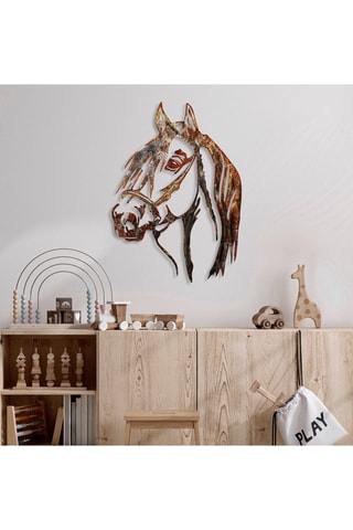 Wanddecoratie Horse - Steenrood en geel