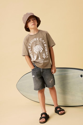 T-shirt em algodão biológico - Castanho - Name It